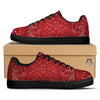 Bandana Red Paisley Print Pattern Black Low Top Sneakers-grizzshop