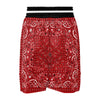 Bandana Red Paisley Print Pattern Boxing Shorts-grizzshop