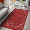 Bandana Red Paisley Print Pattern Floor Mat-grizzshop