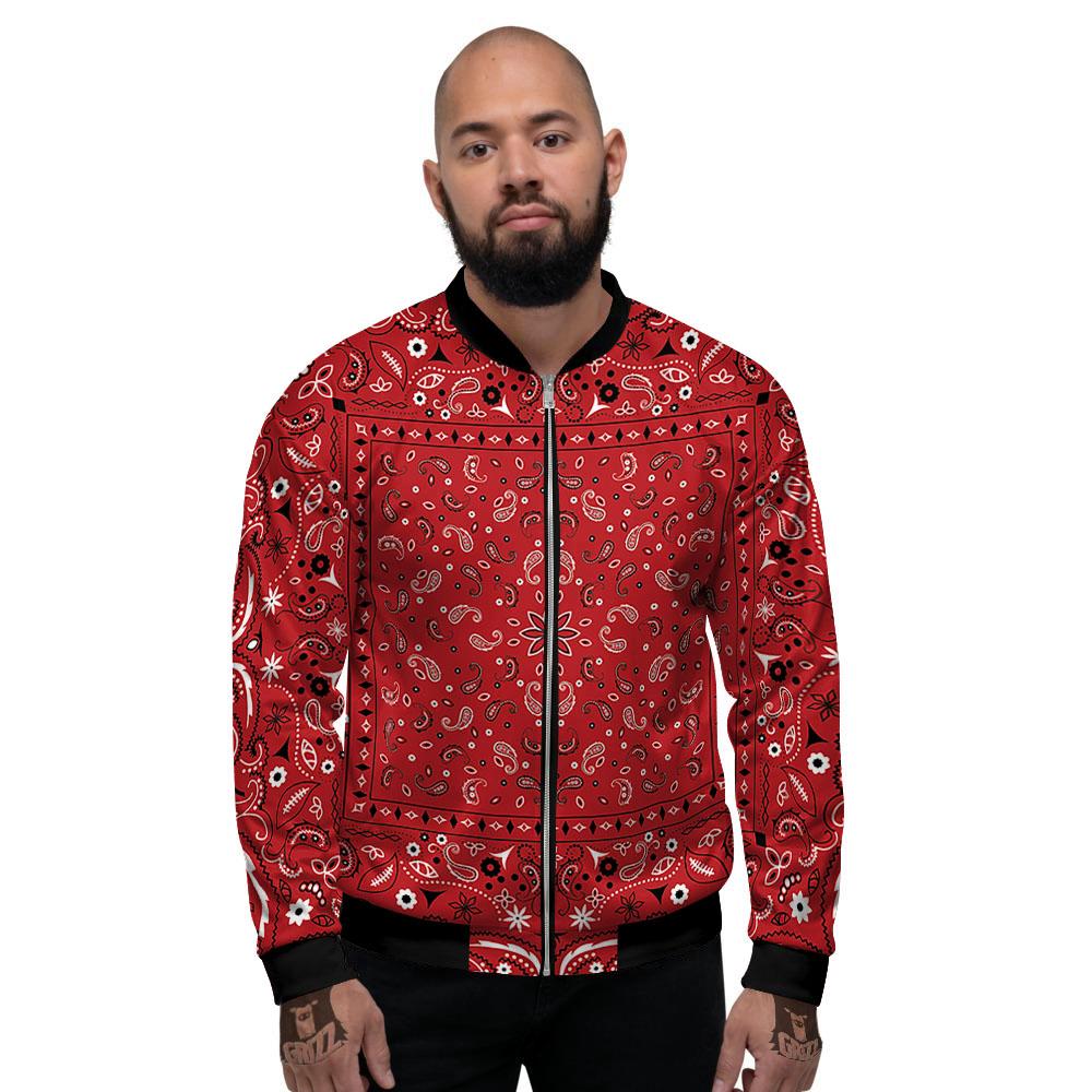 Bandana Red Paisley Print Pattern Men s Bomber Jacket Grizzshopping