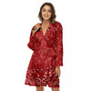 Bandana Red Paisley Print Pattern Women's Robe-grizzshop