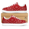 Bandana Red Paisley Print White Low Top Sneakers-grizzshop