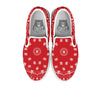 Bandana Red Paisley Print White Slip On Shoes-grizzshop