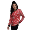 Bandana Red Paisley Print Women's Bomber Jacket-grizzshop