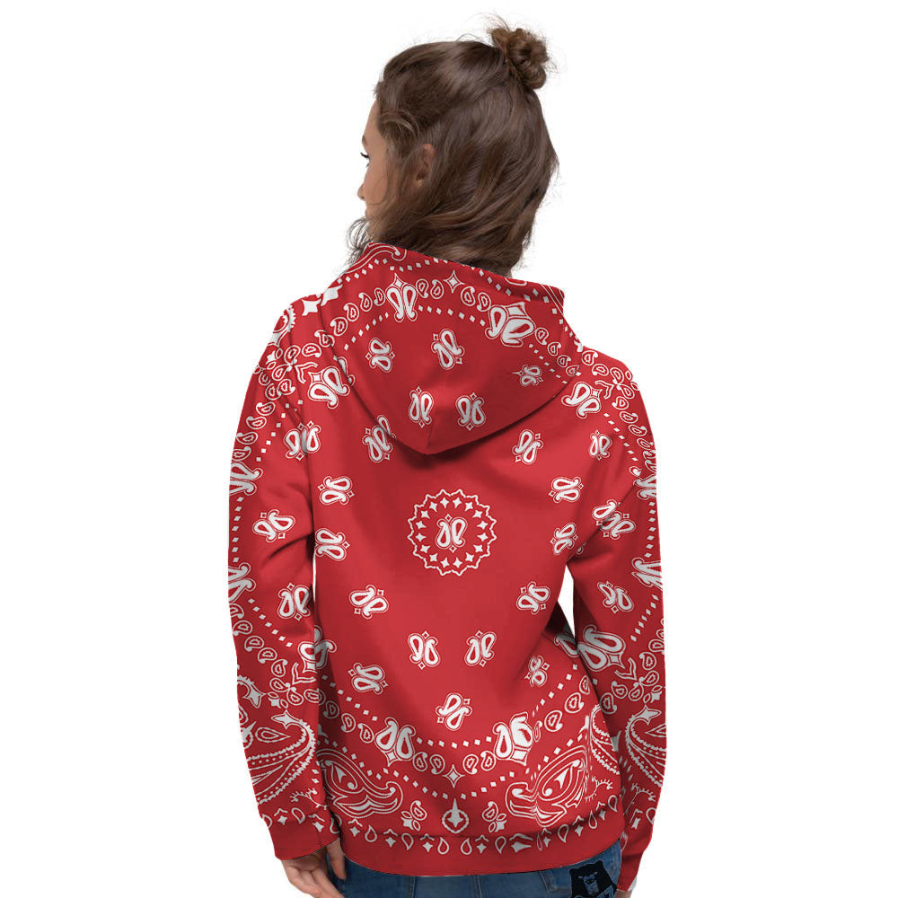 Bandana Red Paisley Print Women's Hoodie-grizzshop