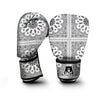 Bandana White And Black Paisley Print Pattern Boxing Gloves-grizzshop