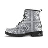 Bandana White And Black Paisley Print Pattern Leather Boots-grizzshop