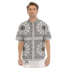 Bandana White And Black Paisley Print Pattern Men's Short Sleeve Shirts-grizzshop