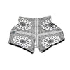 Bandana White And Black Paisley Print Pattern Muay Thai Boxing Shorts-grizzshop