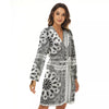 Bandana White And Black Paisley Print Pattern Women's Robe-grizzshop