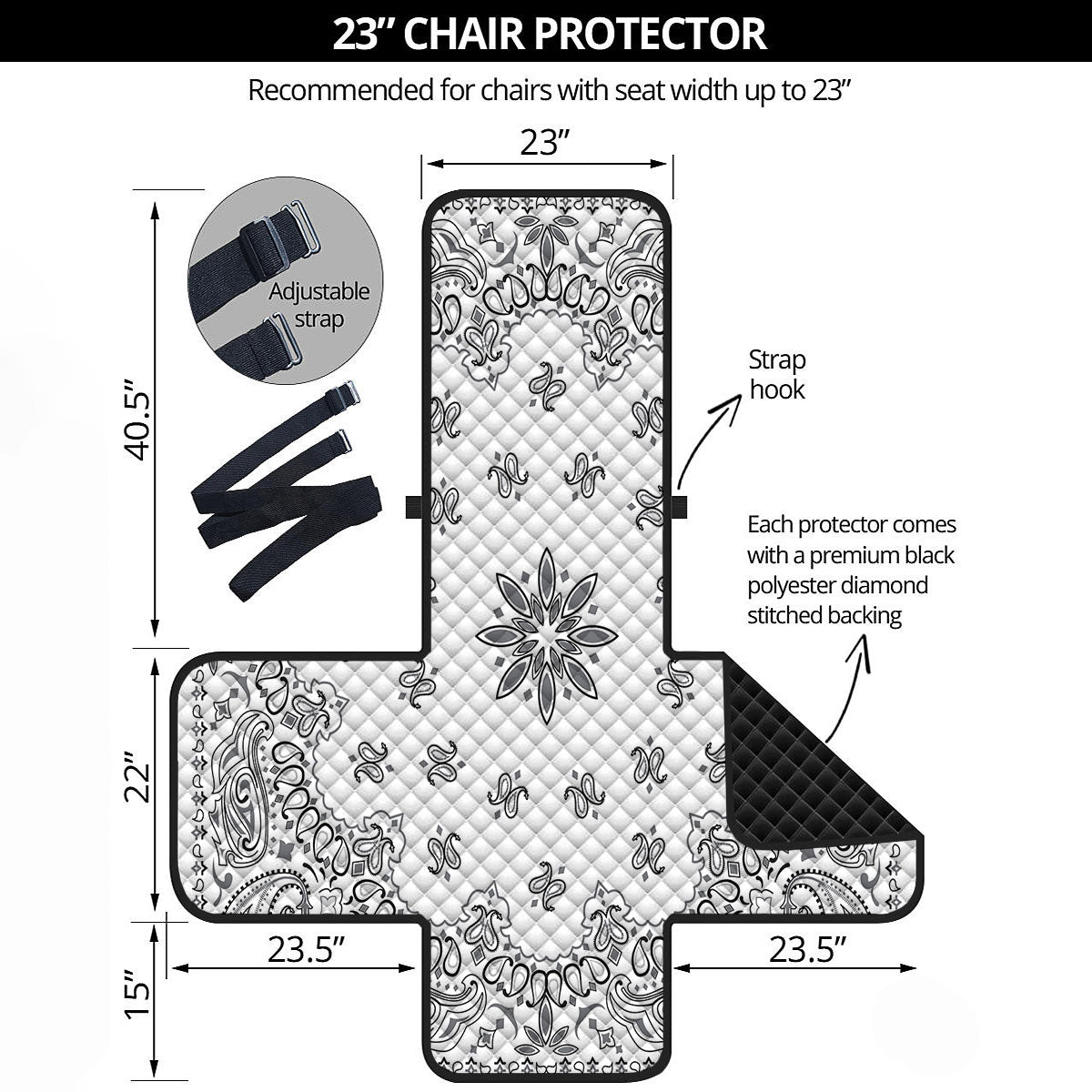 Bandana White And Black Print Armchair Protector-grizzshop