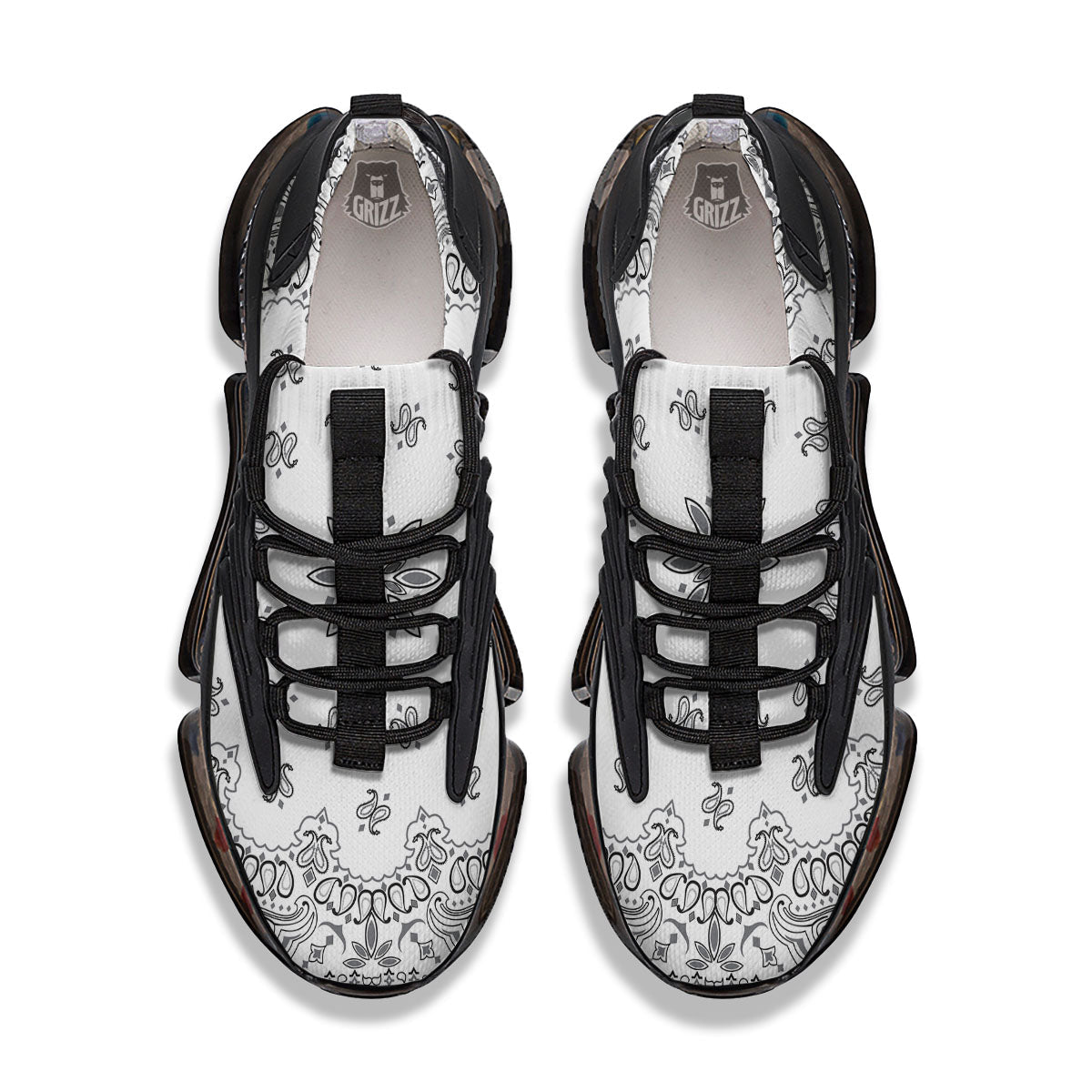 Bandana White And Black Print Black Gym Shoes-grizzshop