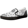 Bandana White And Black Print Black Slip On Shoes-grizzshop