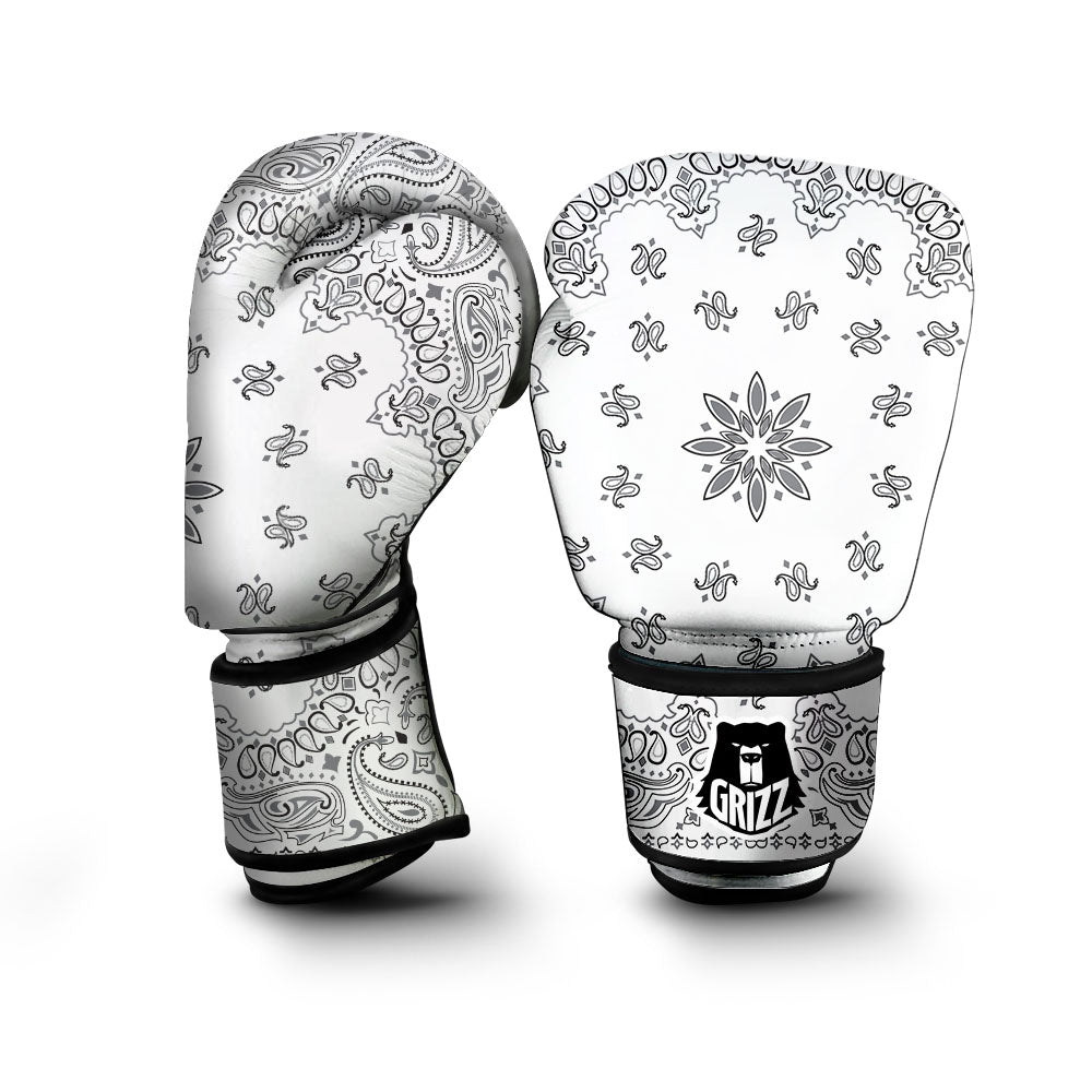 Bandana White And Black Print Boxing Gloves-grizzshop