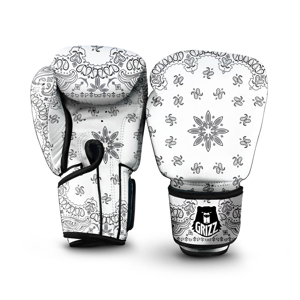 Bandana White And Black Print Boxing Gloves-grizzshop