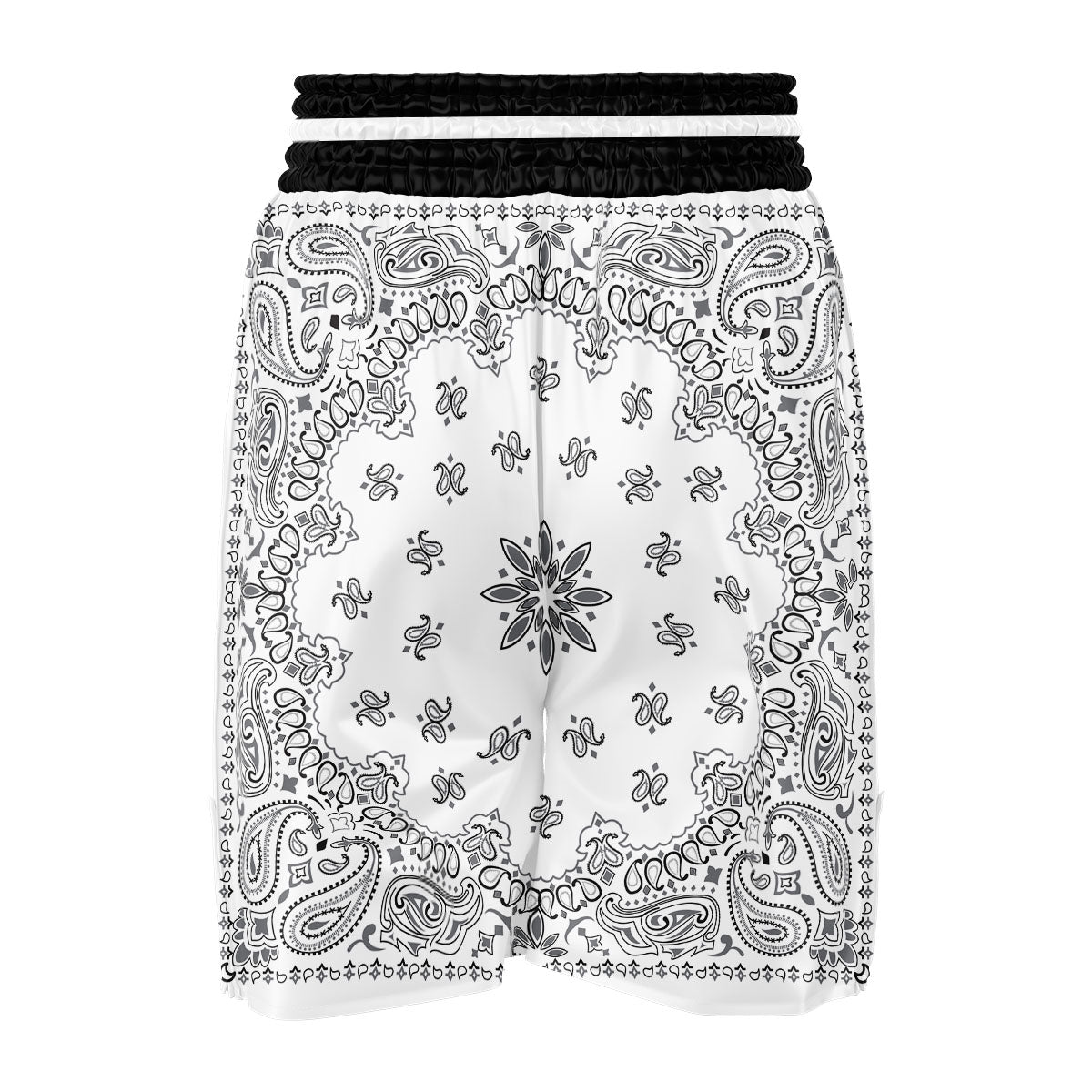 Bandana White And Black Print Boxing Shorts-grizzshop