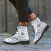 Bandana White And Black Print Leather Boots-grizzshop