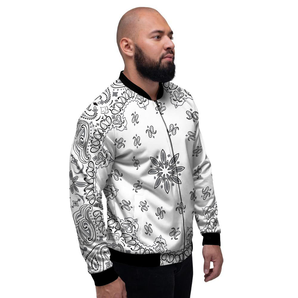 Bandana White And Black Print Men's Bomber Jacket-grizzshop