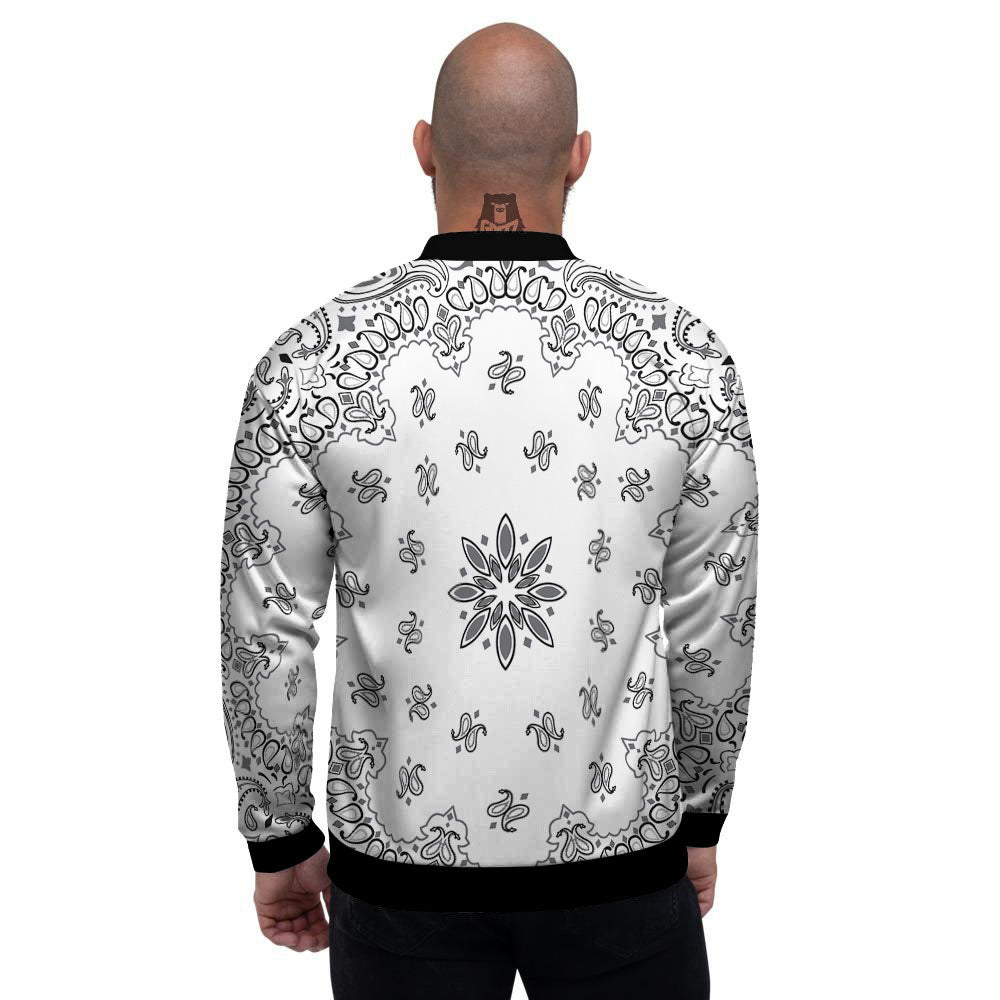 Bandana White And Black Print Men's Bomber Jacket-grizzshop