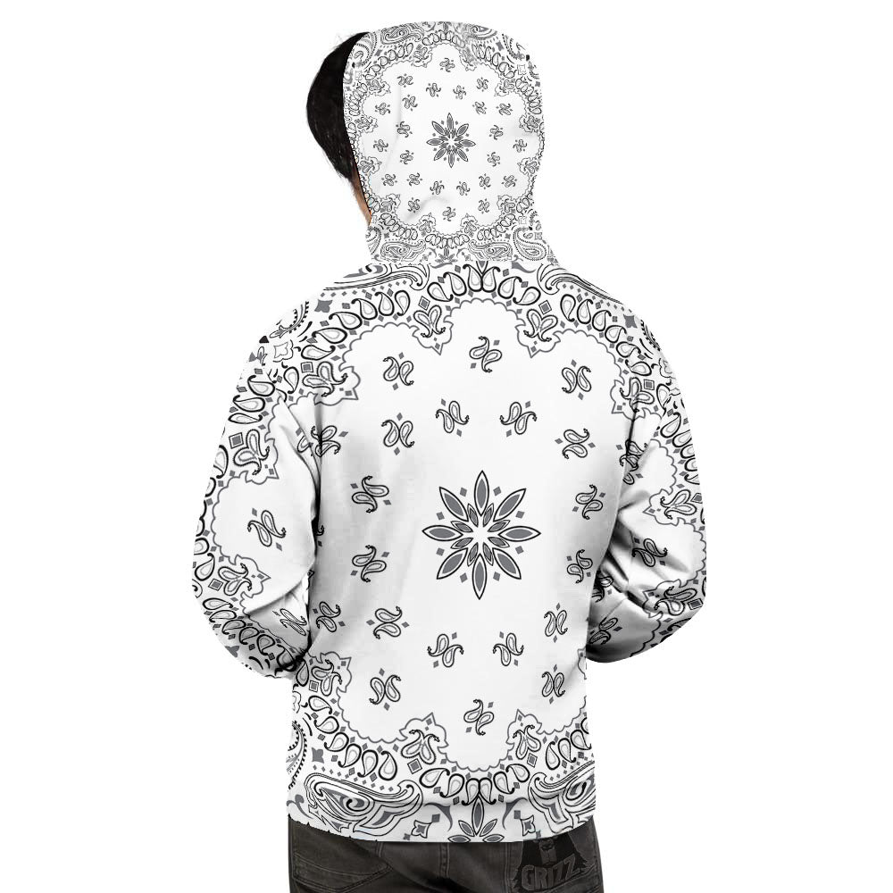 Bandana White And Black Print Men's Hoodie-grizzshop