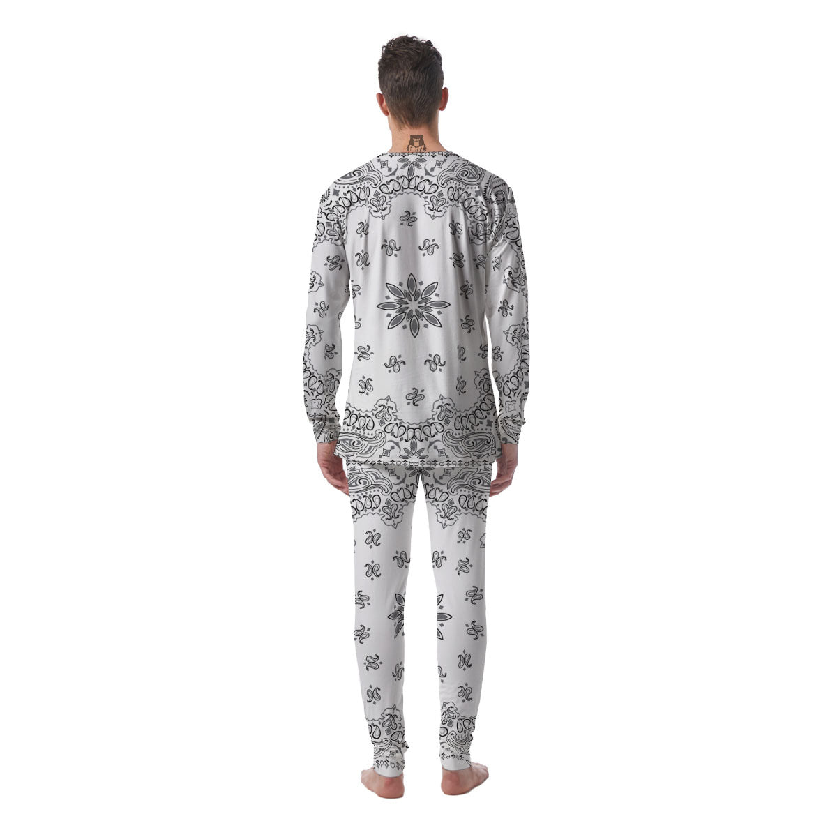 Bandana White And Black Print Men's Pajamas-grizzshop