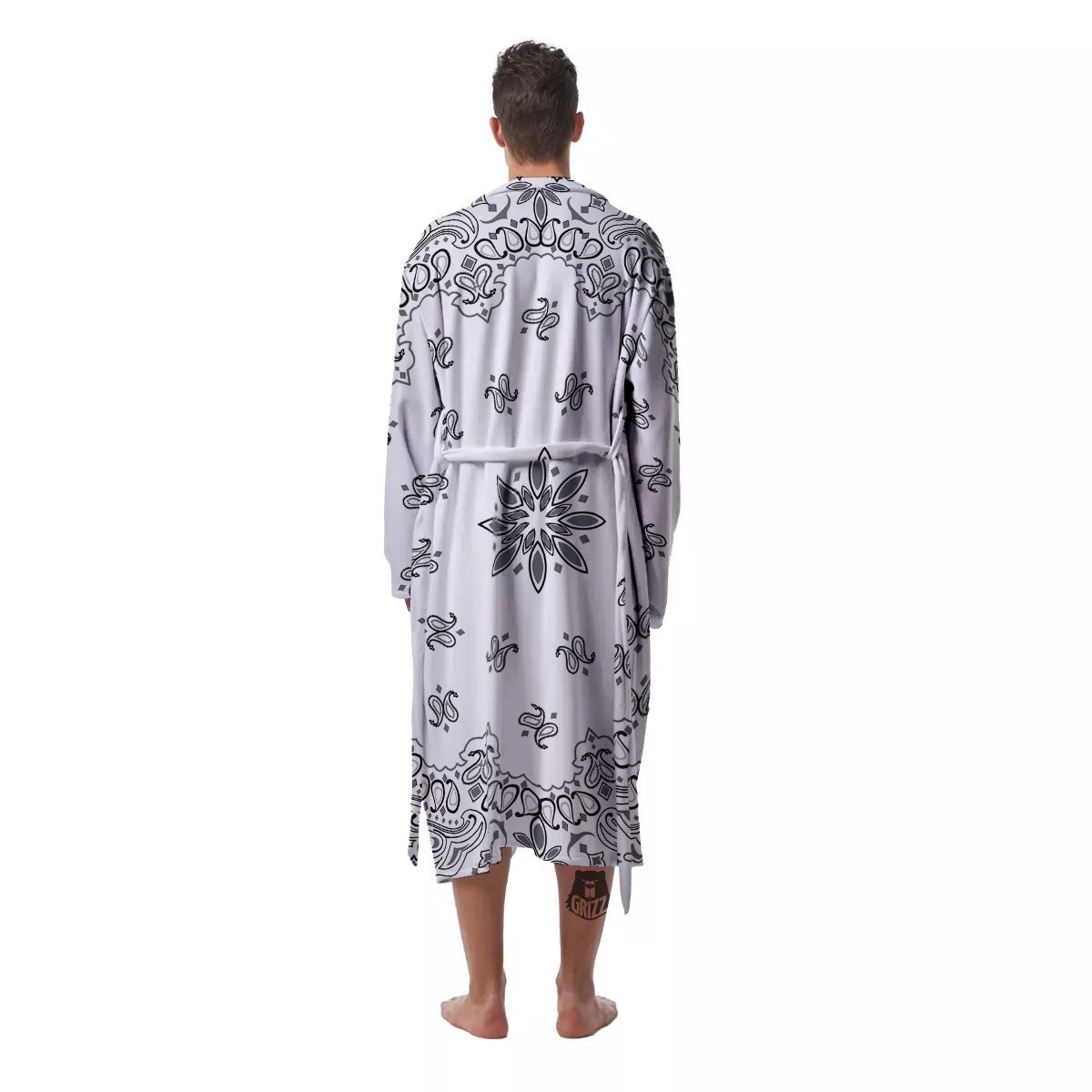 Bandana White And Black Print Men's Robe-grizzshop