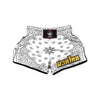 Bandana White And Black Print Muay Thai Boxing Shorts-grizzshop