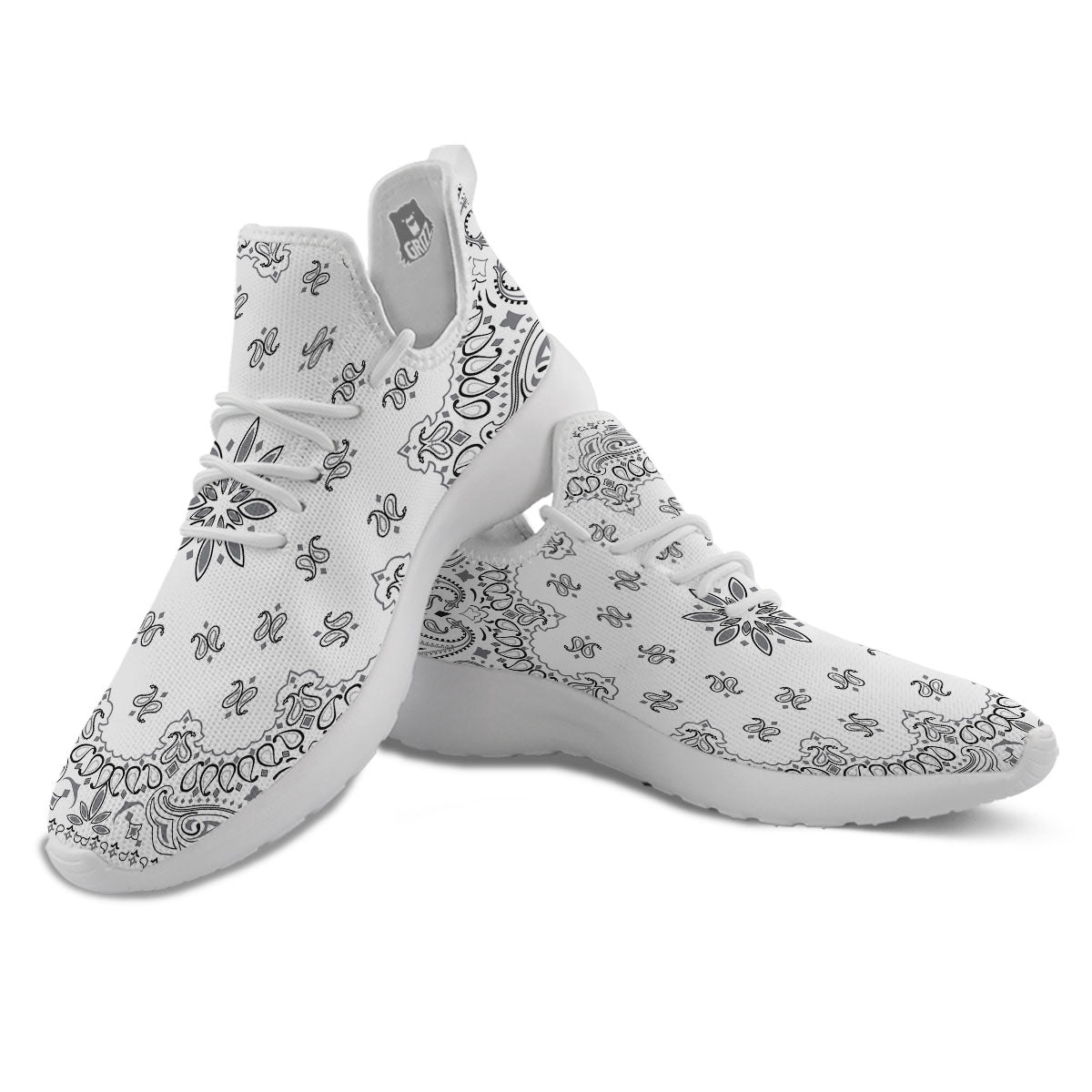 Bandana White And Black Print White Athletic Shoes-grizzshop