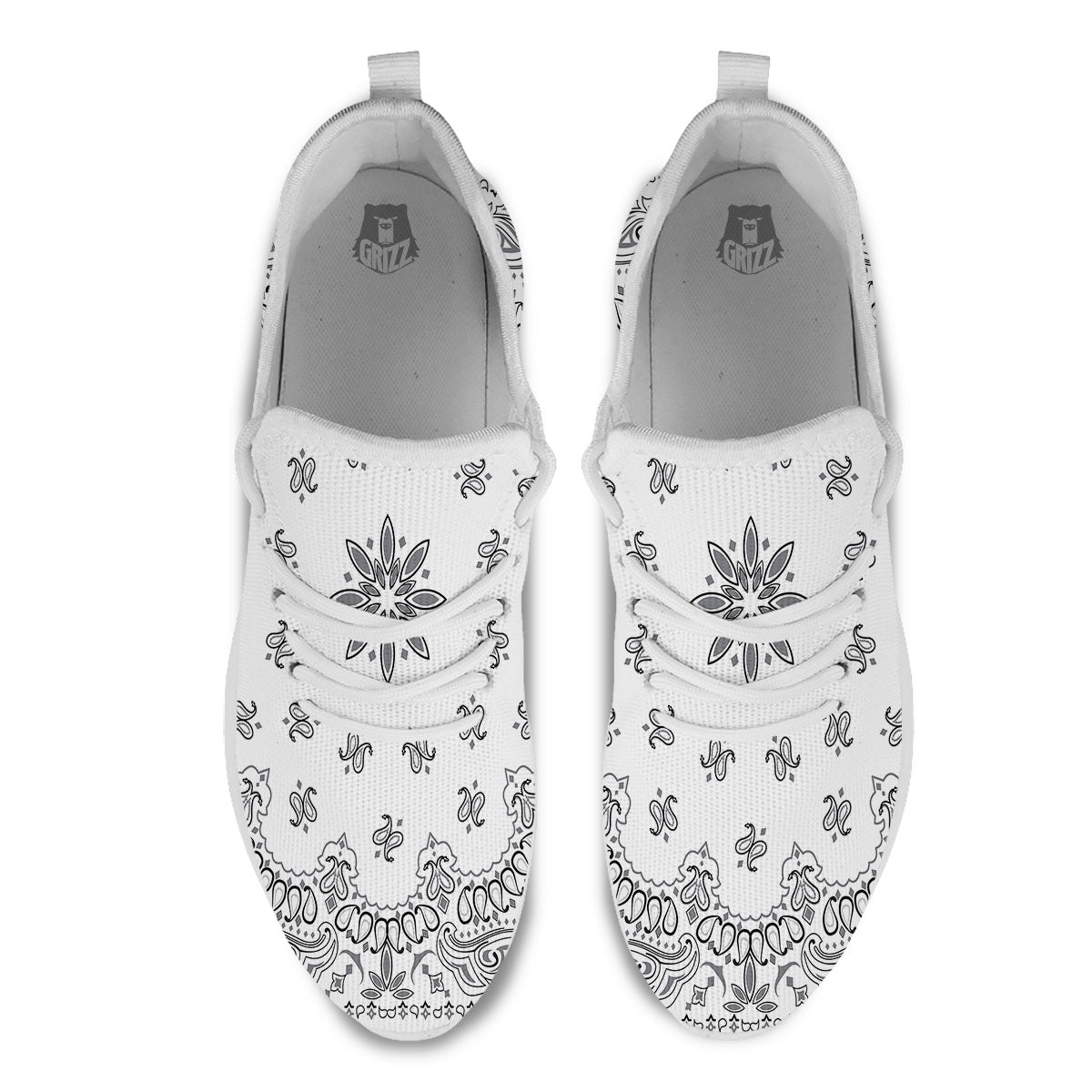 Bandana White And Black Print White Athletic Shoes-grizzshop