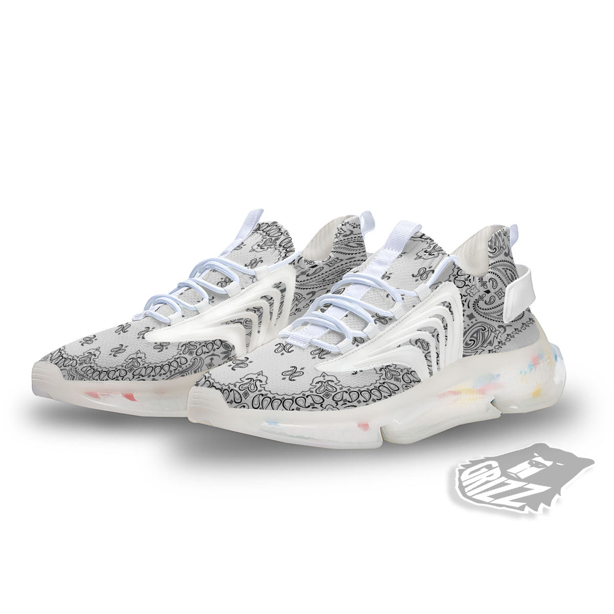 Bandana White And Black Print White Gym Shoes-grizzshop