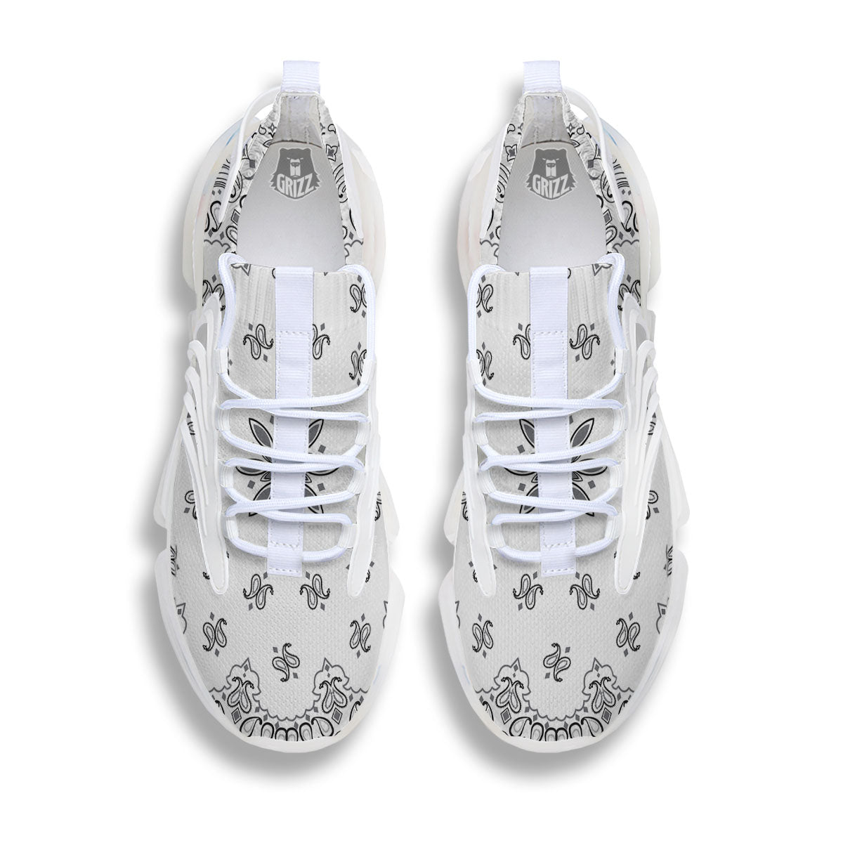 Bandana White And Black Print White Gym Shoes-grizzshop