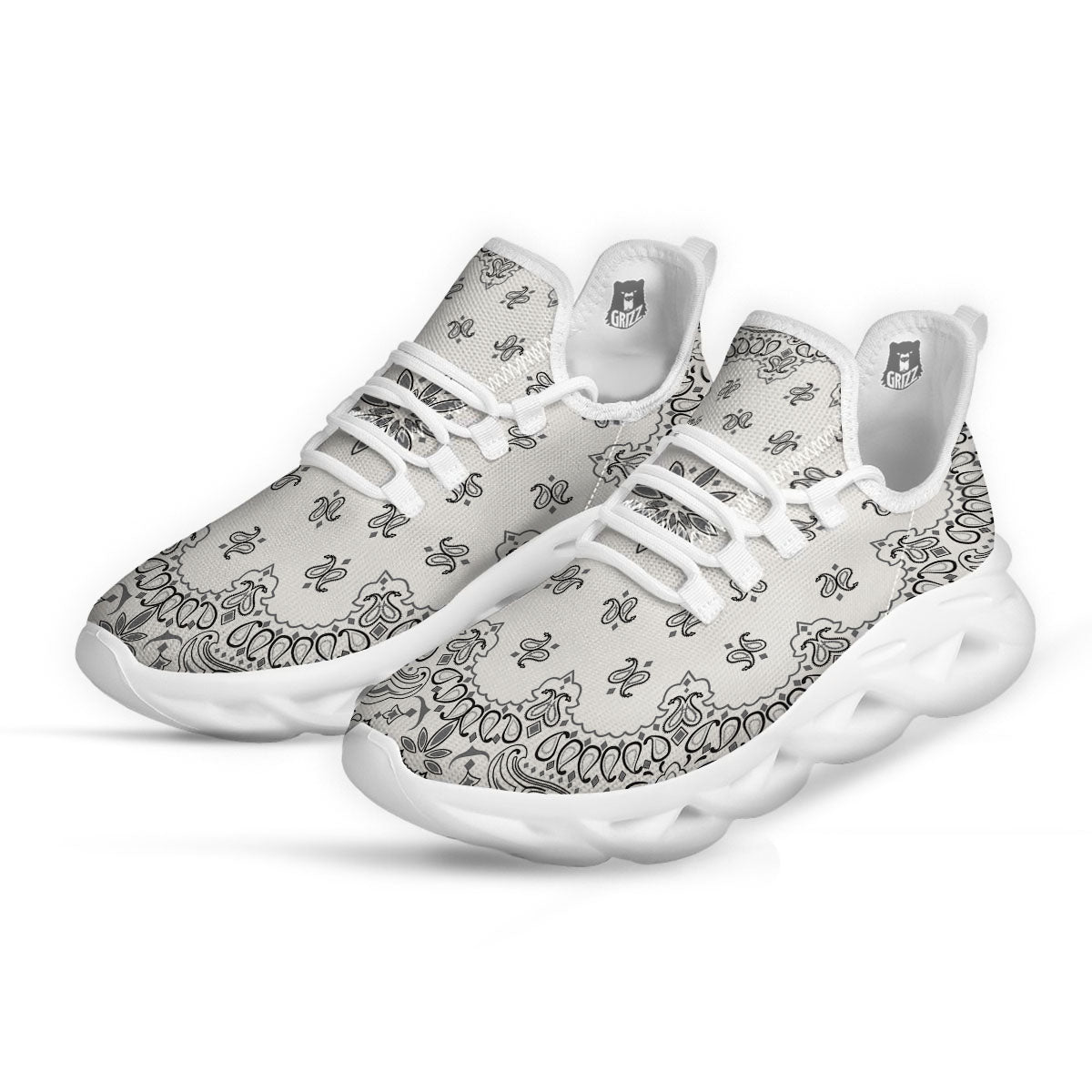 Bandana White And Black Print White Running Shoes-grizzshop