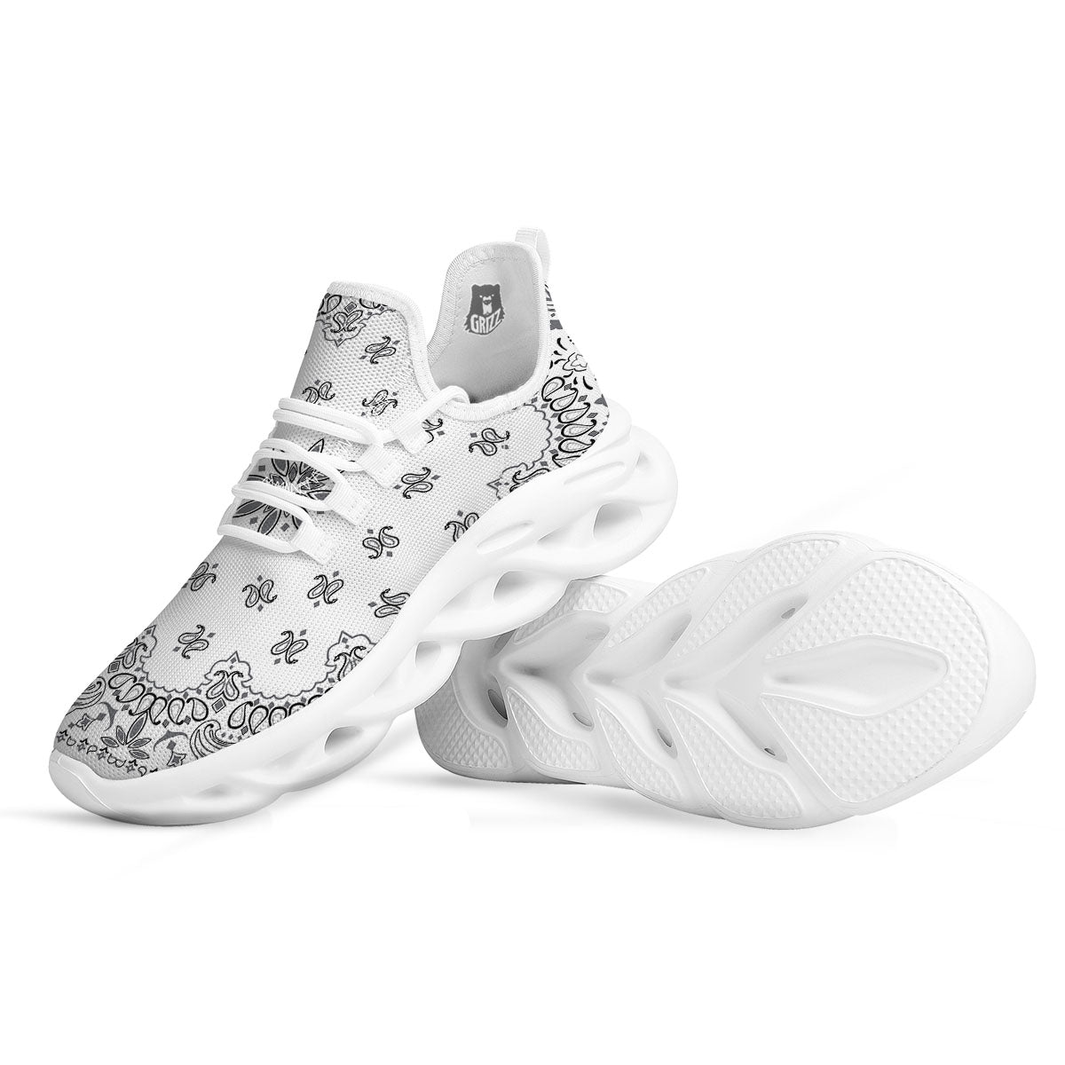 Bandana White And Black Print White Running Shoes-grizzshop