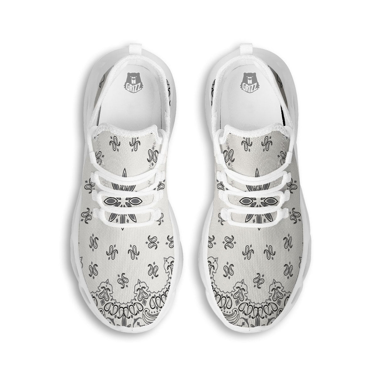 Bandana White And Black Print White Running Shoes-grizzshop