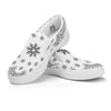 Bandana White And Black Print White Slip On Shoes-grizzshop