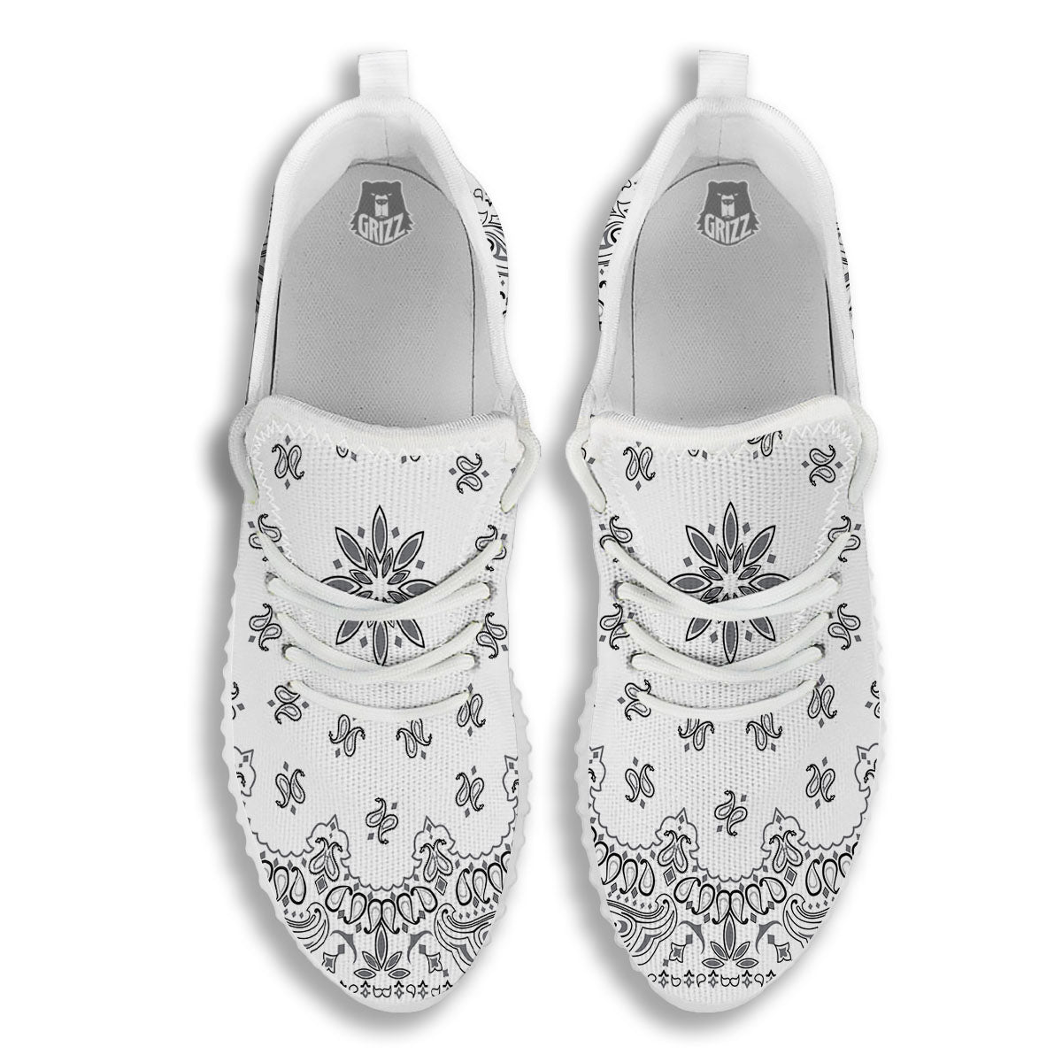 Bandana White And Black Print White Walking Shoes-grizzshop