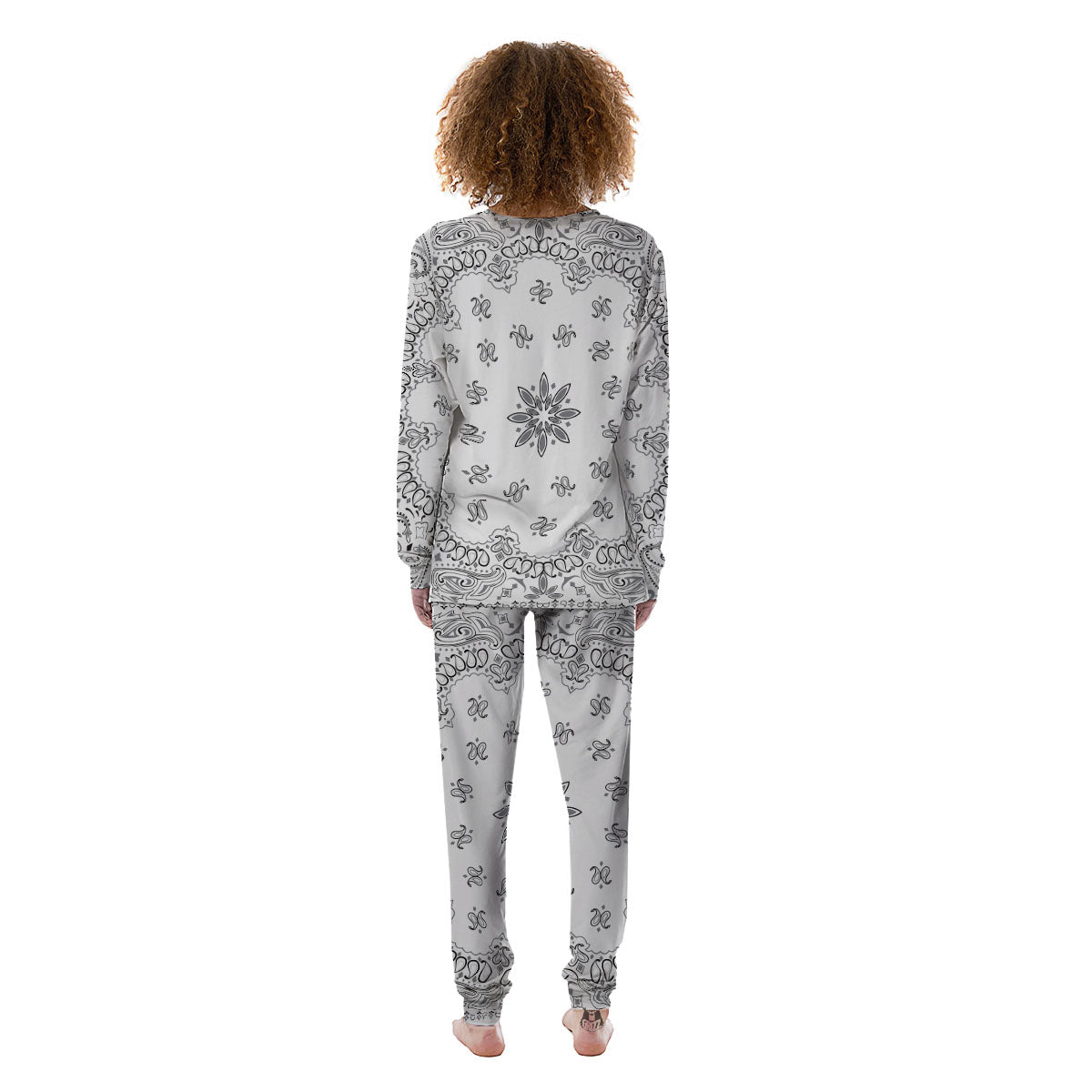 Bandana White And Black Print Women's Pajamas-grizzshop