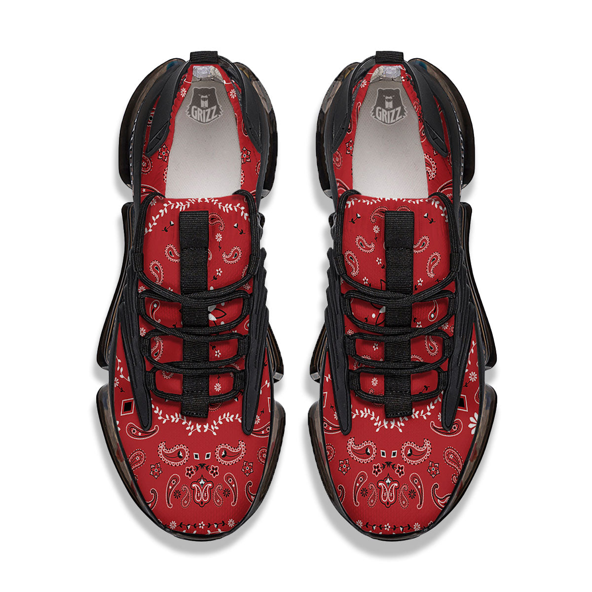 Bandana White And Red Print Black Gym Shoes-grizzshop