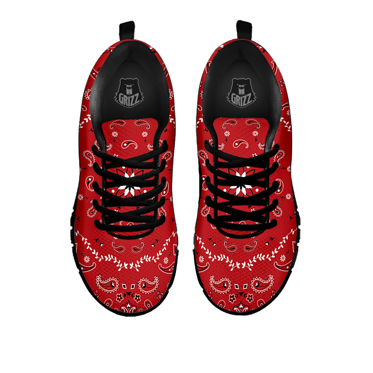 Bandana White And Red Print Black Sneaker-grizzshop