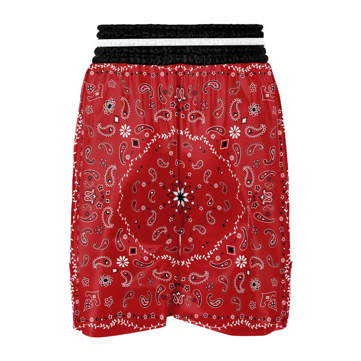 Bandana White And Red Print Boxing Shorts-grizzshop