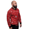 Bandana White And Red Print Men's Bomber Jacket-grizzshop