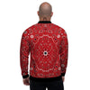 Bandana White And Red Print Men's Bomber Jacket-grizzshop