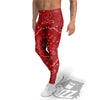 Bandana White And Red Print Men's Leggings-grizzshop