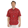 Bandana White And Red Print Men's Short Sleeve Shirts-grizzshop