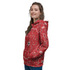 Bandana White And Red Print Women's Hoodie-grizzshop