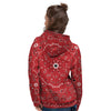 Bandana White And Red Print Women's Hoodie-grizzshop