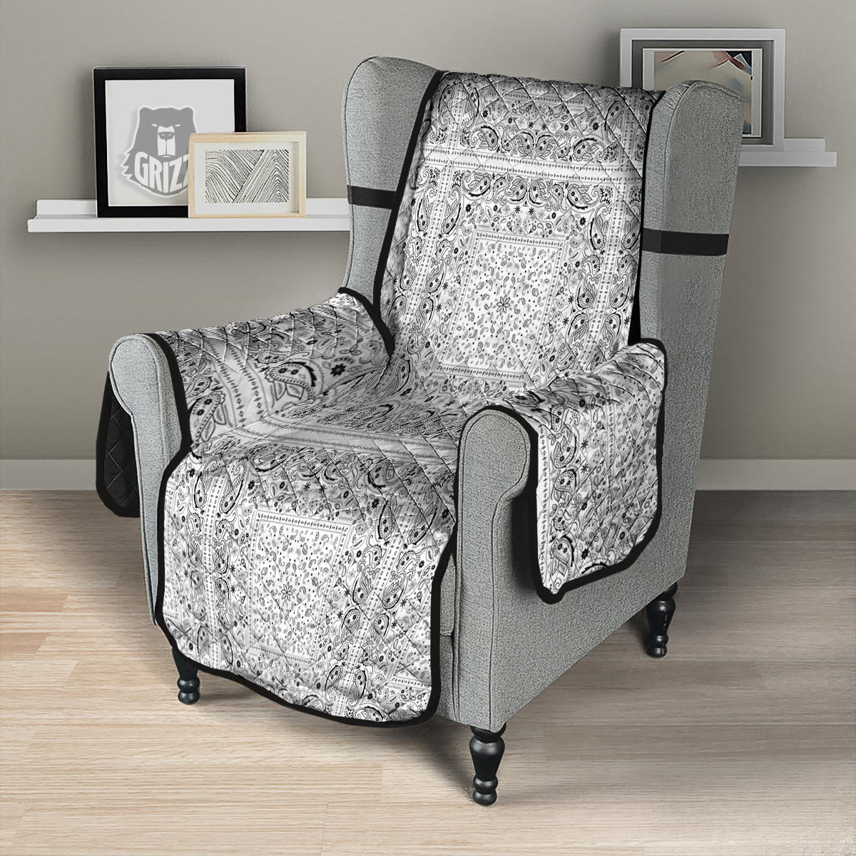 Bandana White Paisley Print Pattern Armchair Protector-grizzshop