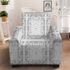 Bandana White Paisley Print Pattern Armchair Slipcover-grizzshop