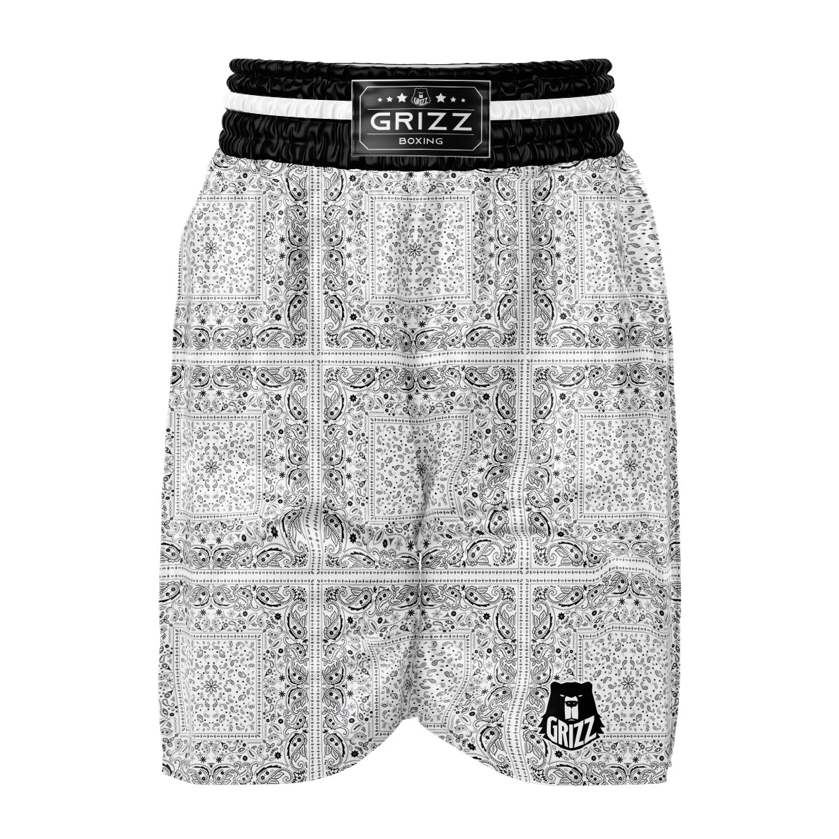 Bandana White Paisley Print Pattern Boxing Shorts-grizzshop