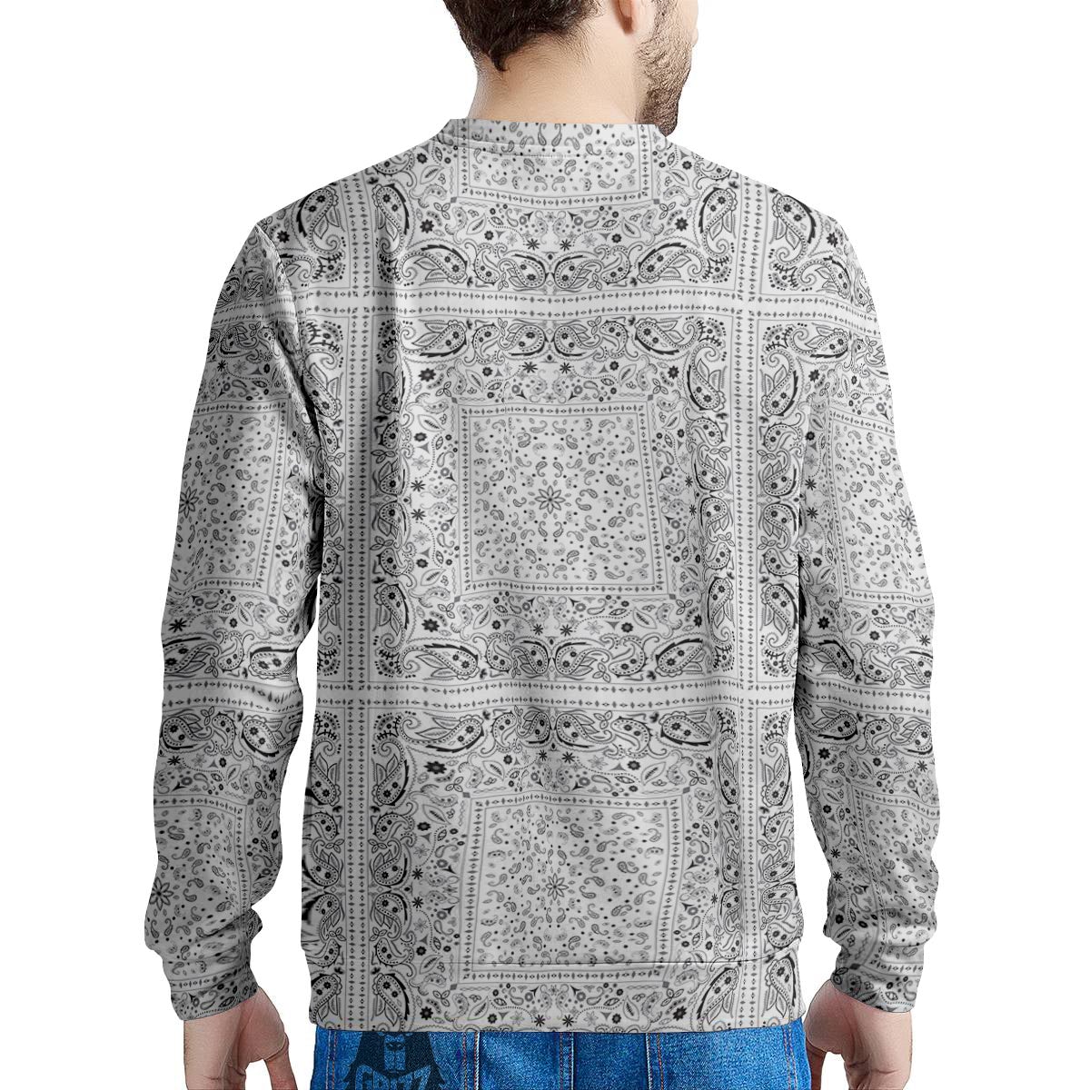 Bandana White Paisley Print Pattern Men's Sweatshirt-grizzshop